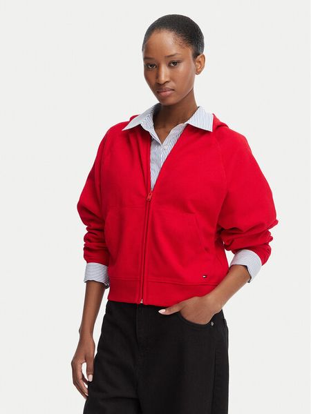 Tommy Jeans Bluza Flag DW0DW22834 Czerwony Boxy Fit. Czerwone bluzy Tommy Jeans, l, bez wzorów, z bawełny, bez kaptura. Za 363.99 zł.