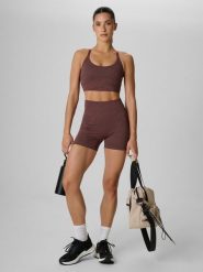 4F Legginsy krótkie treningowe bezszwowe damskie - brązowe M/L. Brązowe legginsy 4f, l, bez wzorów, z podwyższonym stanem, krótkie. Za 119.99 zł.