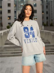 Bluza z długim rękawem - szary. Szare bluzy Sinsay, l, bez wzorów, bez kaptura. Za 35.99 zł.