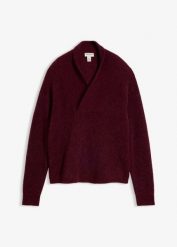 Sweter z ciepłej mieszanki alpaki. Czerwone swetry bonprix, bez wzorów, z wełny, bez ramiączek. Za 229.99 zł.
