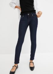 Dżinsy Skinny ze stretchem, mid waist. Niebieskie jeansy bonprix, bez wzorów. Za 109.99 zł.