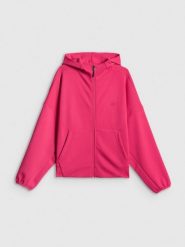 4F Bluza dresowa regular z kapturem damska - różowa M. Czerwone bluzy 4f, m, bez wzorów, z dresówki, z kapturem. Za 199.99 zł.