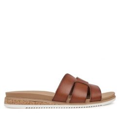 Klapki Skechers. Brązowe klapki Skechers, bez wzorów, bez obcasa. Za 159.99 zł.