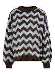 Sublevel Sweter w kolorze ciemnobrązowo-błękitnym rozmiar: M/L. Brązowe swetry Sublevel, l, bez wzorów, bez ramiączek. Za 148.26 zł.