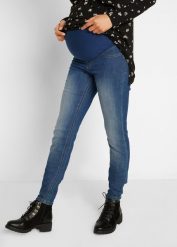 Jegginsy ciążowe z bawełną (2 pary), Skinny. Niebieskie jeansy bonprix, bez wzorów. Za 249.98 zł.
