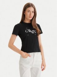 Calvin Klein Jeans T-Shirt Seasonal LV047F808G Czarny Slim Fit. Czarne t-shirty Calvin Klein Jeans, xl, bez wzorów, z bawełny, bez kołnierzyka, bez ramiączek. Za 209.99 zł.
