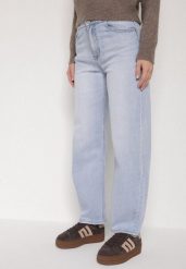 Niebieskie Jeansy o Fasonie Slouchy z Wysokim Stanem Zarinvia. Niebieskie jeansy Born2be, m, bez wzorów, z podwyższonym stanem. Za 119.99 zł.