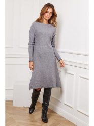 So Cachemire Sukienka dzianinowa "Groland" w kolorze szarym rozmiar: M. Szare sukienki So Cachemire, na co dzień, m, bez wzorów, z dzianiny, bez kołnierzyka, bez ramiączek, midi, proste. Za 188.40 zł.