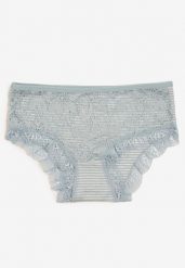 Jasnoniebieskie Koronkowe Majtki Figi z Bawełny Kathrin. Niebieskie figi Renee, l, bez wzorów, z bawełny. Za 3.99 zł.