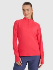 4F Bluza do biegania regular szybkoschnąca damska - czerwona M. Czerwone bluzy sportowe 4f, m, bez wzorów, z materiału, bez kaptura. Za 199.99 zł.