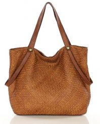 Shopperka pleciona MARCO MAZZINI camelowa v244c. Shopper bez wzorów, ze skóry, duże, bez dodatków. Za 607.05 zł.
