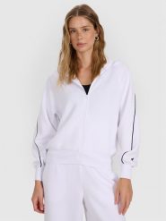 4F Bluza dresowa rozpinana z kapturem damska - biała S. Białe bluzy 4f, s, bez wzorów, z dresówki, z kapturem. Za 179.99 zł.
