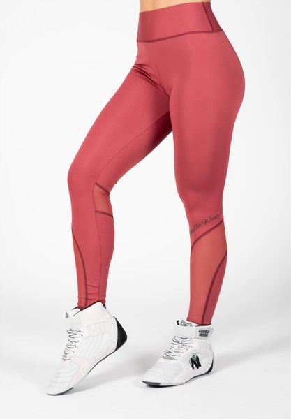 Legginsy fitness damskie Gorilla Wear Kaycee Tights z wysokim stanem. Czerwone legginsy GORILLA WEAR, m, bez wzorów, z materiału, z podwyższonym stanem. Za 77.13 zł.