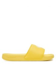 Lacoste Klapki Serve 0.0 7-49CFA0042 Żółty. Żółte klapki Lacoste, bez wzorów, ze skóry, bez obcasa. Za 129.99 zł.