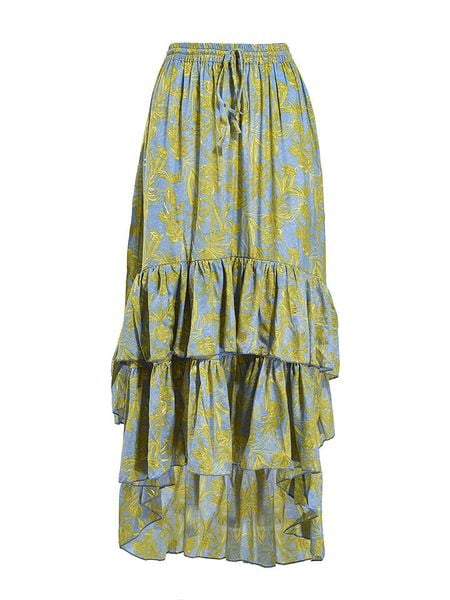 BLE Spódnica w kolorze niebiesko-żółtym rozmiar: M/L. Niebieskie spódnice BLE, l, bez wzorów, maxi, asymetryczne. Za 109.95 zł.