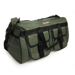 Traxis Torba wędkarska 40L - karpiowa. Zielone torby na ramię TRAXIS, bez wzorów, z nylonu, na ramię, duże, bez dodatków. Za 131.99 zł.