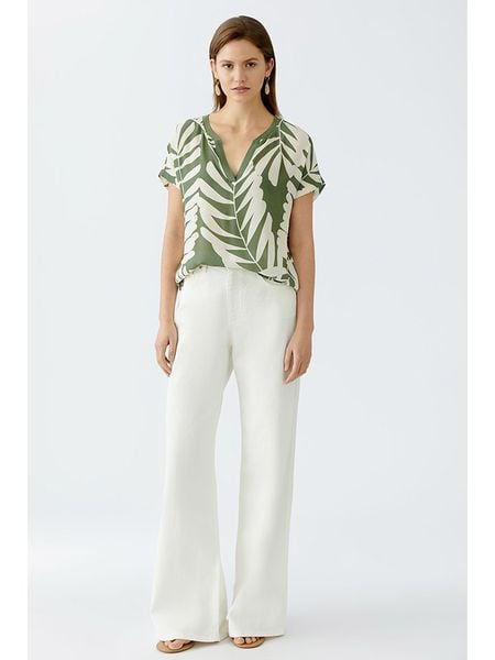 Oui Bluzka w kolorze zielono-białym rozmiar: 38. Zielone bluzki Oui, bez wzorów, z wiskozy, bez kołnierzyka, bez ramiączek. Za 170.87 zł.