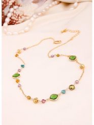 L'Atelier de Gaia Pozłacany naszyjnik perłami i cyrkoniami - dł. 50 cm rozmiar: onesize. Zielone naszyjniki L'Atelier de Gaia, z cyrkonią, pozłacane. Za 117.45 zł.