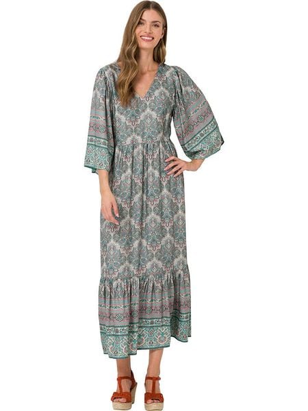 Heine Sukienka ze wzorem rozmiar: 40. Sukienki Heine, bez wzorów, z wiskozy, bez kołnierzyka, bez ramiączek, maxi. Za 86.78 zł.