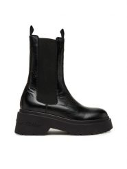 Tommy Jeans Sztyblety Tjw Chunky Shiny EN0EN02888 Czarny. Czarne botki Tommy Jeans, bez wzorów, z jeansu, bez obcasa, na płaskiej podeszwie, bez zapięcia. Za 799.99 zł.