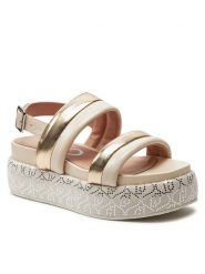 Liu Jo Sandały Sommer 03 SA4153 PX487 Écru. Sandały Liu Jo, bez wzorów, ze skóry, bez obcasa, na koturnie, bez zapięcia. Za 839.99 zł.