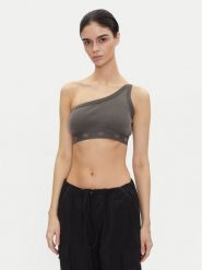 Adidas Top Ribbed JC7558 Szary Slim Fit. Szare topy Adidas, s, bez wzorów, z bawełny, bez kołnierzyka, bez ramiączek. Za 99.99 zł.