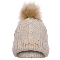 Czapka zimowa Equestrian Queen Eden 24AW damska z pomponem. Brązowe czapki EQUESTRIAN QUEEN, bez wzorów. Za 97.99 zł.