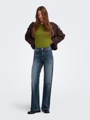 ONLY Dżinsy - Wide leg - w kolorze granatowym rozmiar: M/L34. Niebieskie jeansy Only, l, bez wzorów, z materiału. Za 134.95 zł.