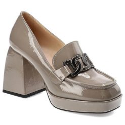 Szare Półbuty S.Barski Damskie Eleganckie Obuwie. Szare czółenka S.BARSKI, bez wzorów, ze skóry ekologicznej, bez obcasa, na obcasie, bez zapięcia. Za 219.00 zł.