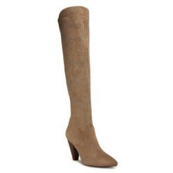 DeeZee WS1929-03 Beżowy. Brązowe kozaki DeeZee, z materiału, bez obcasa, bez zapięcia. Za 169.99 zł.
