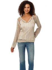 Heine Sweter w kolorze beżowym rozmiar: 40/42. Brązowe swetry Heine, bez wzorów, ze splotem, bez ramiączek. Za 82.95 zł.