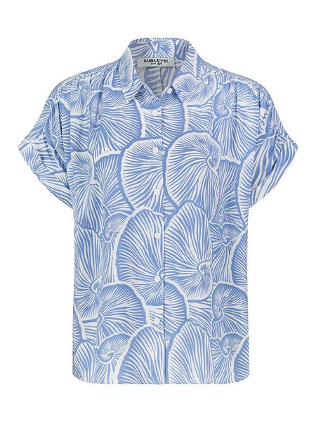 Sublevel Bluzka w kolorze błękitno-białym rozmiar: M. Białe bluzki Sublevel, m, bez wzorów, z wiskozy, klasyczne, bez kołnierzyka, bez ramiączek. Za 74.81 zł.