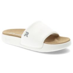 Białe Klapki Rieker Wygodne Obuwie Damskie. Białe klapki Rieker, bez wzorów, bez obcasa. Za 224.90 zł.