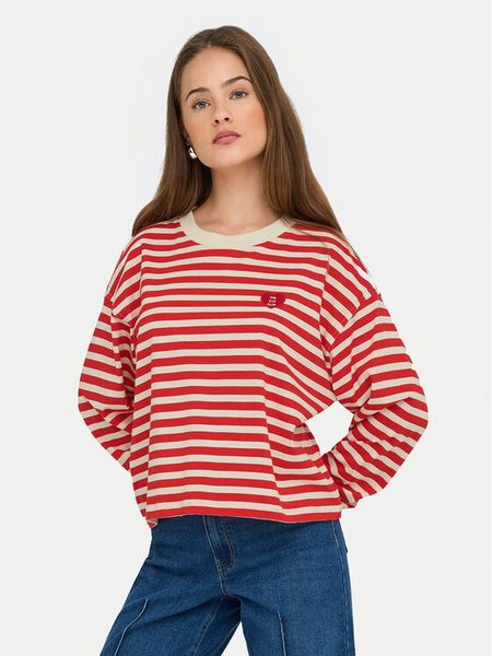 ONLY Bluzka Livina 15359682 Czerwony Regular Fit. Czerwone bluzki Only, xs, bez wzorów, z bawełny, bez kołnierzyka, bez ramiączek. Za 79.99 zł.