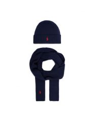 Polo Ralph Lauren Zestaw szalik i czapka 7,10951E+11 Granatowy. Niebieskie czapki Polo Ralph Lauren, bez wzorów, z wełny. Za 859.99 zł.