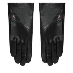 Rękawiczki Tommy Hilfiger. Czarne rękawiczki TOMMY HILFIGER, bez wzorów. Za 369.99 zł.
