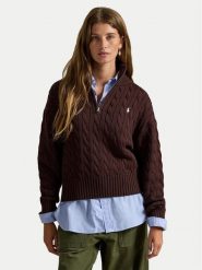 Polo Ralph Lauren Sweter 211963467505 Brązowy Relaxed Fit. Brązowe swetry Polo Ralph Lauren, m, bez wzorów, z bawełny, bez ramiączek. Za 1,199.00 zł.