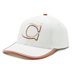 Czapka z daszkiem Coach. Białe czapki Coach, bez wzorów. Za 499.99 zł.