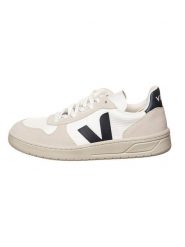 Veja Skórzane sneakersy "V 10" w kolorze biało-beżowym rozmiar: 43. Białe trampki Veja, bez wzorów, z materiału, bez zapięcia. Za 426.06 zł.