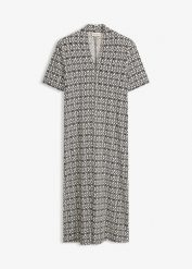 Sukienka z dżerseju. Fioletowe sukienki bonprix, bez wzorów, z dżerseju, eleganckie, bez kołnierzyka, bez ramiączek. Za 142.99 zł.