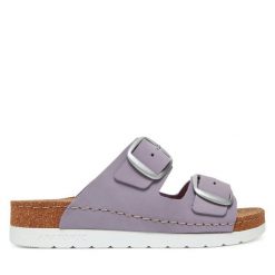 Klapki Dr. Brinkmann. Fioletowe klapki Dr. Brinkmann, bez wzorów, bez obcasa. Za 279.99 zł.
