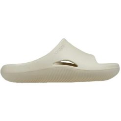 Klapki Dla Dorosłych Crocs Mellow Slide. Brązowe klapki Crocs, bez wzorów, z materiału, bez obcasa. Za 199.99 zł.