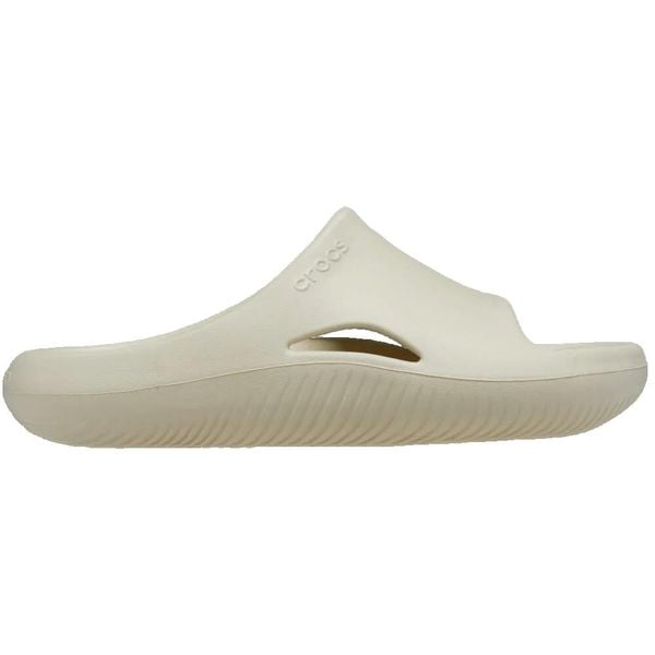 Klapki Dla Dorosłych Crocs Mellow Slide. Brązowe klapki Crocs, bez wzorów, z materiału, bez obcasa. Za 199.99 zł.
