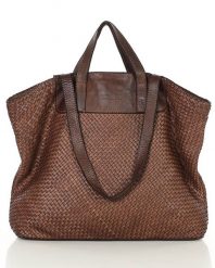 Torba damska pleciona shopper & shoulder leather bag MARCO MAZZINI brąz. Brązowe shopper bez wzorów, ze skóry, vintage, duże, bez dodatków. Za 574.99 zł.