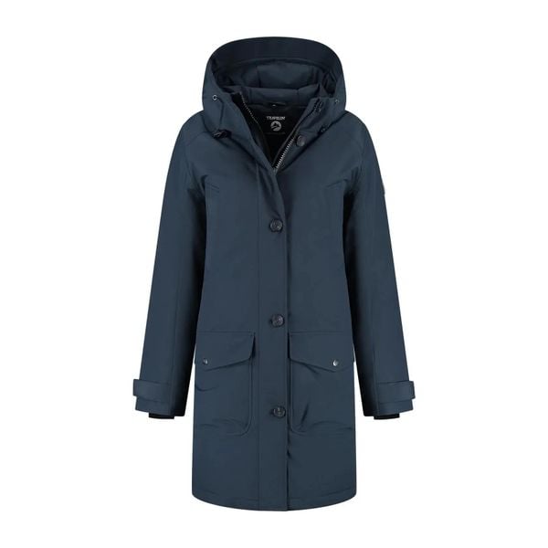 Parka dla kobiet Travelin Ester. Niebieskie parki Travelin', na zimę, l, z materiału, eleganckie, moda ciążowa, z kapturem. Za 714.45 zł.