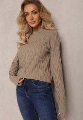 Beżowy Golf o Klasycznym Fasonie Anofra. Brązowe golfy Renee, uniwersalny, bez wzorów, bez ramiączek. Za 59.99 zł.