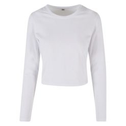 Krótka Koszulka Z Długim Rękawem Dla Pań I Panów. Czarne bluzki BUILD YOUR BRAND, xl, bez wzorów, sportowe, bez kołnierzyka, bez ramiączek. Za 74.99 zł.