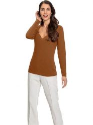 Heine Sweter w kolorze jasnobrązowym rozmiar: 36. Brązowe swetry Heine, bez wzorów, bez ramiączek. Za 56.99 zł.