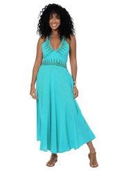 Aller Simplement Sukienka w kolorze turkusowym rozmiar: 34-40. Niebieskie sukienki Aller Simplement, bez wzorów, z bawełny, bez kołnierzyka, bez ramiączek, maxi. Za 100.99 zł.