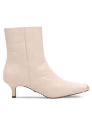Gino Rossi Botki ENNA-111430 Beżowy. Brązowe botki Gino Rossi, bez wzorów, ze skóry, bez obcasa, na szpilce, bez zapięcia. Za 399.99 zł.
